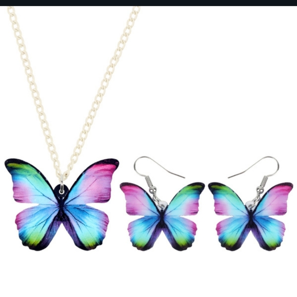 Jewelry - 4XHP!! NWT Boho Colorful Butterfly Earrings & Necklace Set!